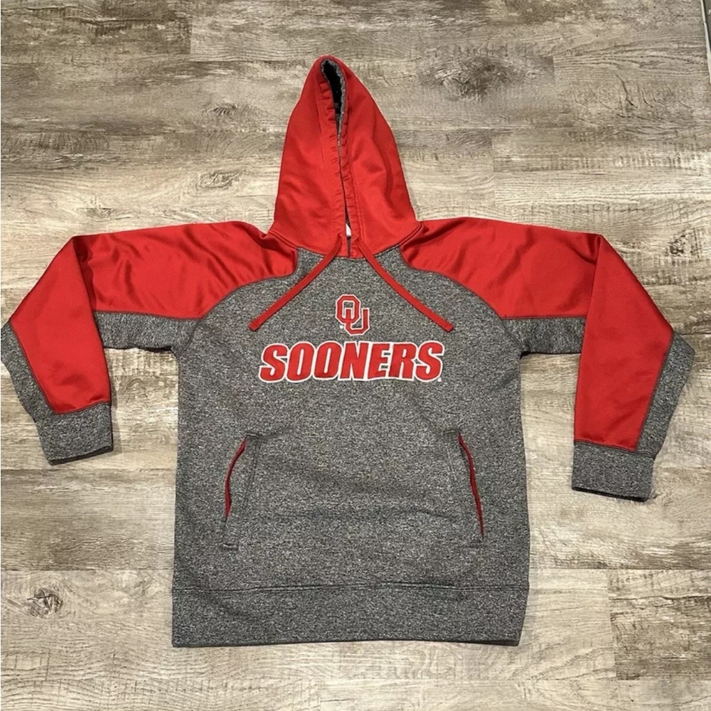 Oklahoma Sooners Men Hoodie Gray Red Size M Sweatshirt Hoodie